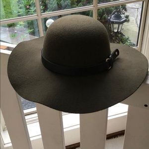 Olive green wide brim hat